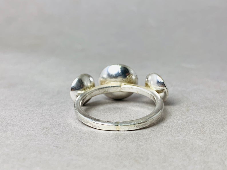 Becherring Drei Halbkugel Ring 925 Sterling Silber Kuppelring Alltagsschmuck Geschenk für Sie