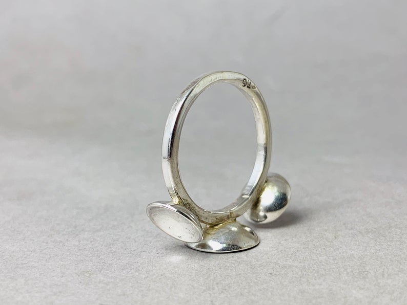 Becherring Drei Halbkugel Ring 925 Sterling Silber Kuppelring Alltagsschmuck Geschenk für Sie