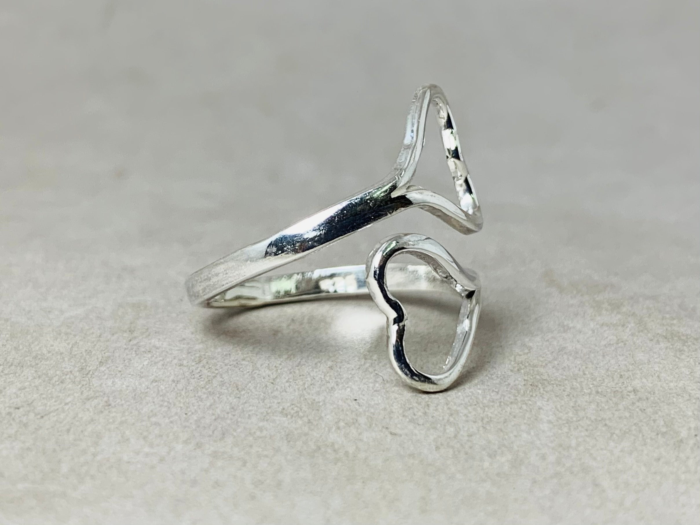 Doppel Herz Ring 925 Silber Ring Handgemachter Verstellbarer Ring Verlobungsring Statement Ring Romantischer Herz Ring