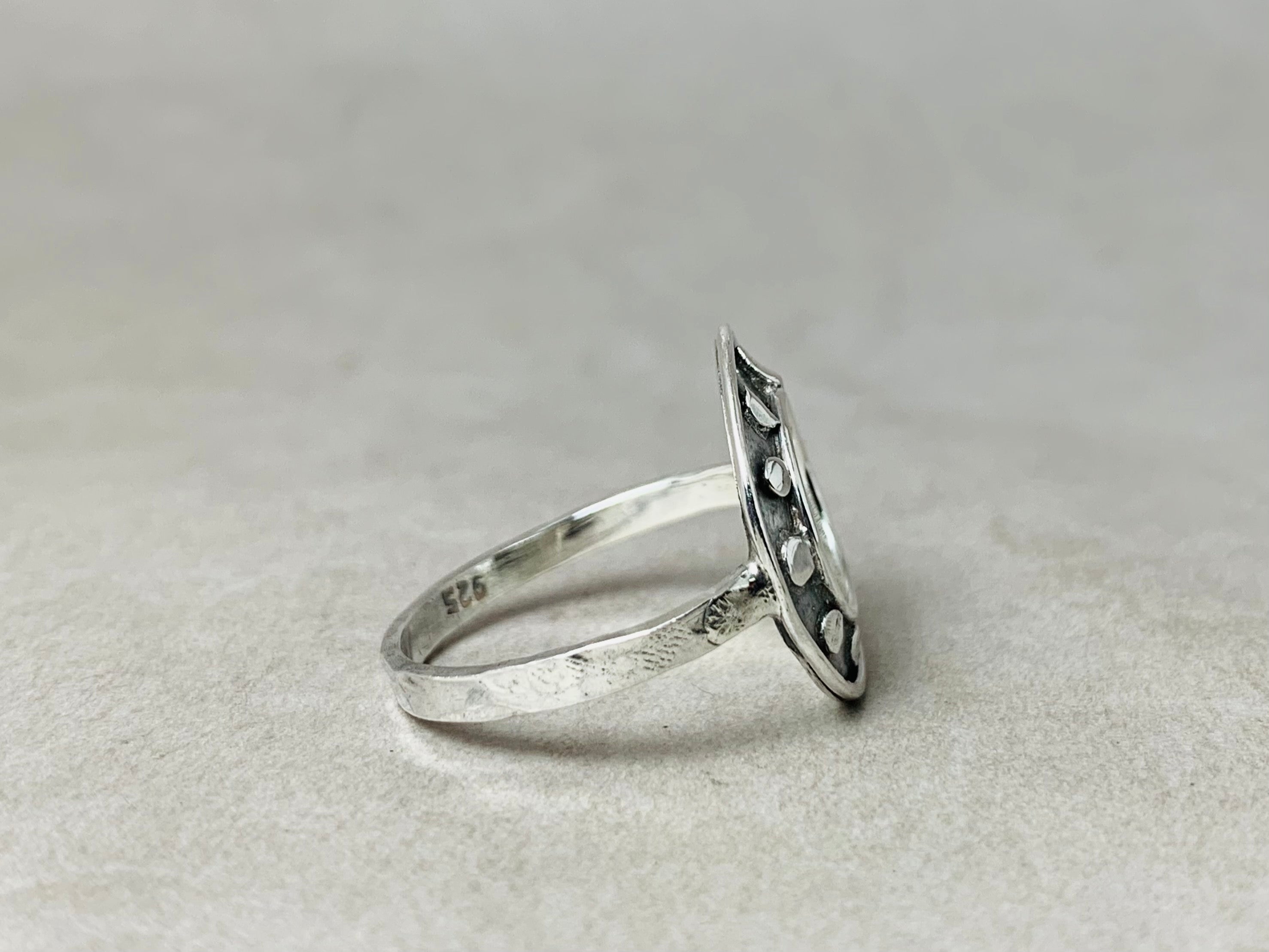 Offener Kreis Ring 925 Sterling Silber Ring Handgearbeiteter geämmerter Silberring Statement Ring