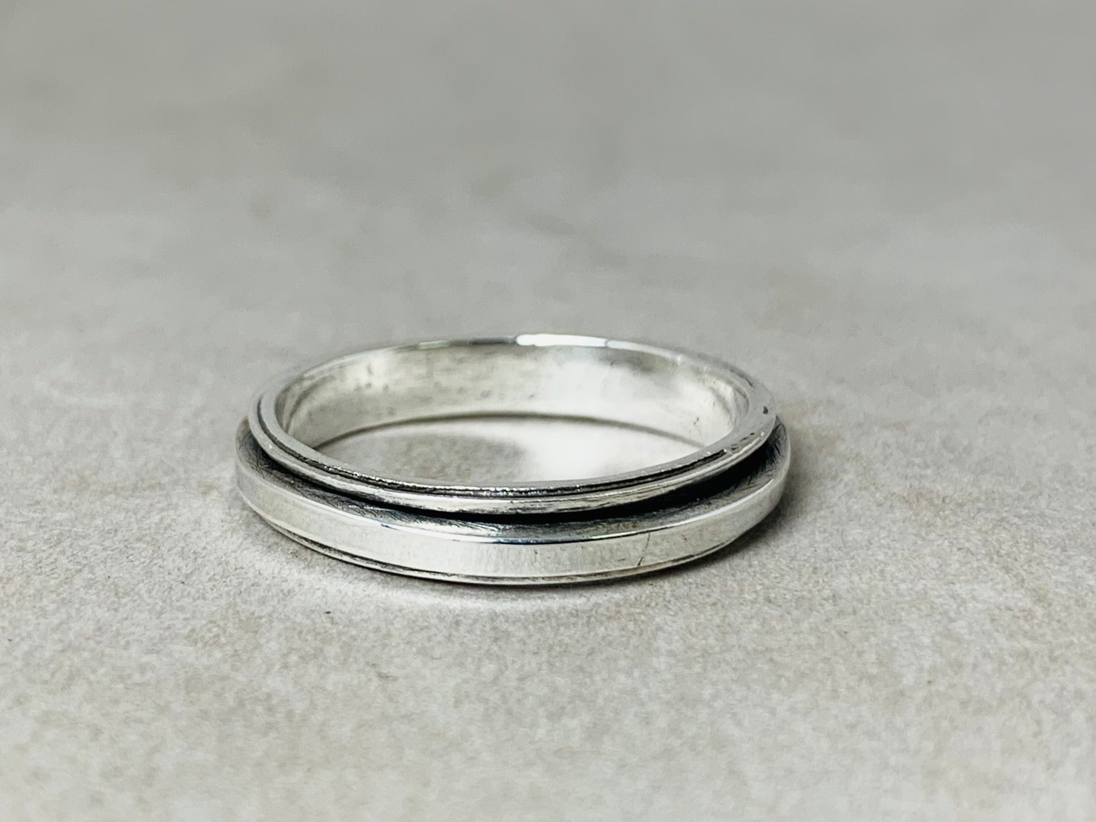 Silber Spinner Ring 925 Sterling Silber Ring Handgemachter Statement-Ring Alltagsring Schlichter Silberring