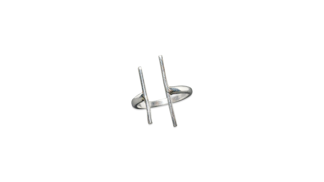 Verstellbarer 925er-Silberring mit zwei offenen Stäben, handgefertigter Geschenkring, Silberschmuck, Yoga-Ring