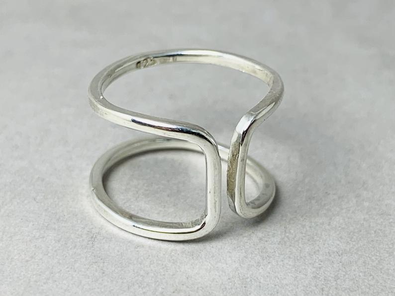 Offener Bandring 925 Silber Ring Boho Ring Silberring Statement Ring Sterling Silber Ring für Frauen Geschenkring