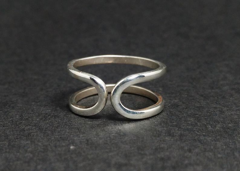 Doppelter Bandring Sterling Silber Ring Fingerring Offener Verstellbarer Ring Moderner Offener Ring Frauengeschenk Silberschmuck