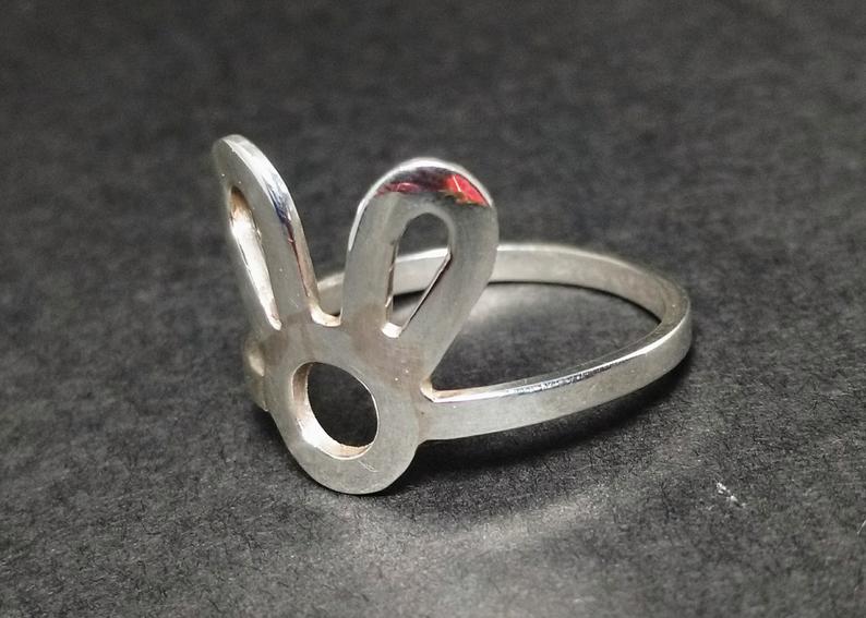 Hasenring 925er Sterlingsilber Silberner Hasenring Tierischer Hasenring Kinderring Statement-Ring