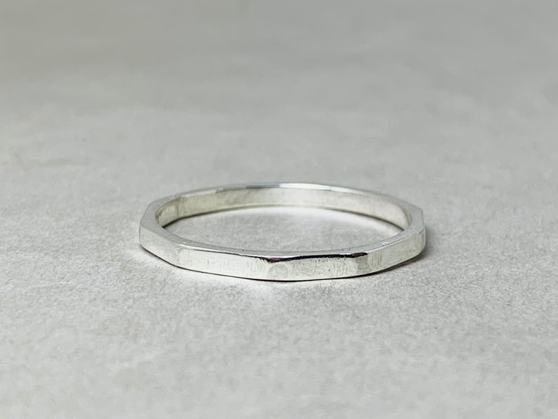 Gehämmerter Ring 925er Silberring Stapelring Silber Gehämmerter Ring Geschenk für sie