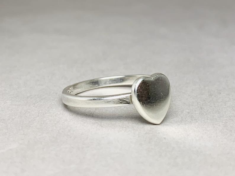 Herzring 925 Sterling Silber Stapelring Damen Geschenkring Herzform Zierlicher Ring Handgefertigter Ring
