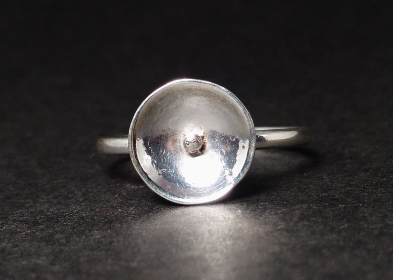 Gewölbter Ring 925 Sterling Silber Chunky Ring Gewölbter Silberring Hippie Ring Ring für Damen