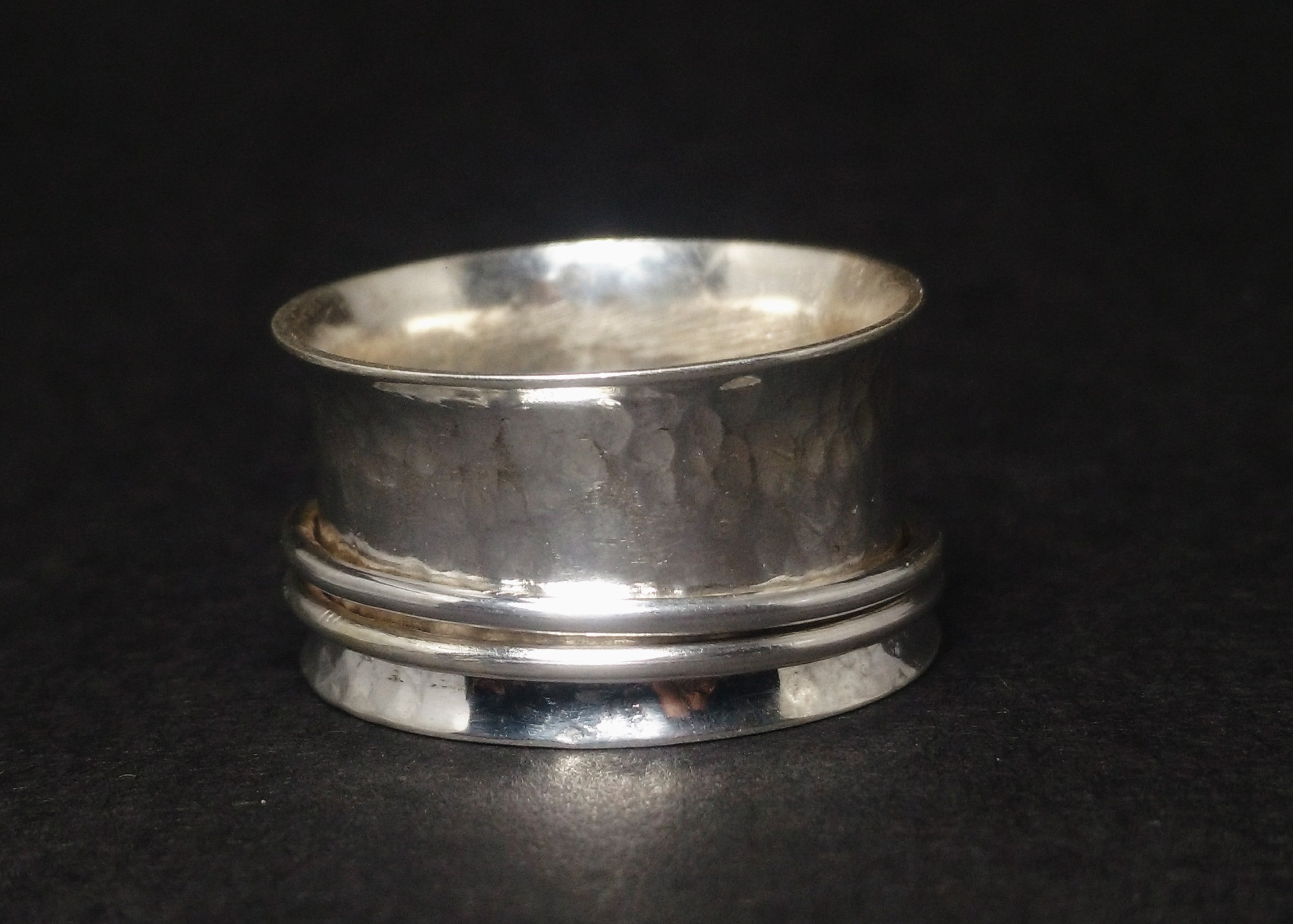 Handgemaakte Spinnerring 925 Sterling Zilveren Duimring Fidget Ring Dames Gehamerde Ring Bandring