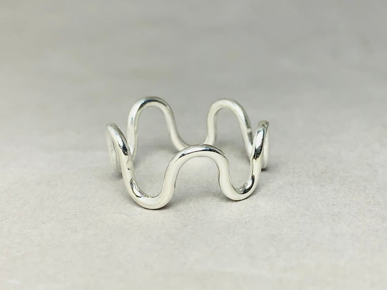 Zick-Zack Ring 925 Sterling Silber Handgemachter Ring Wellenring Stapelring Zarter Ring