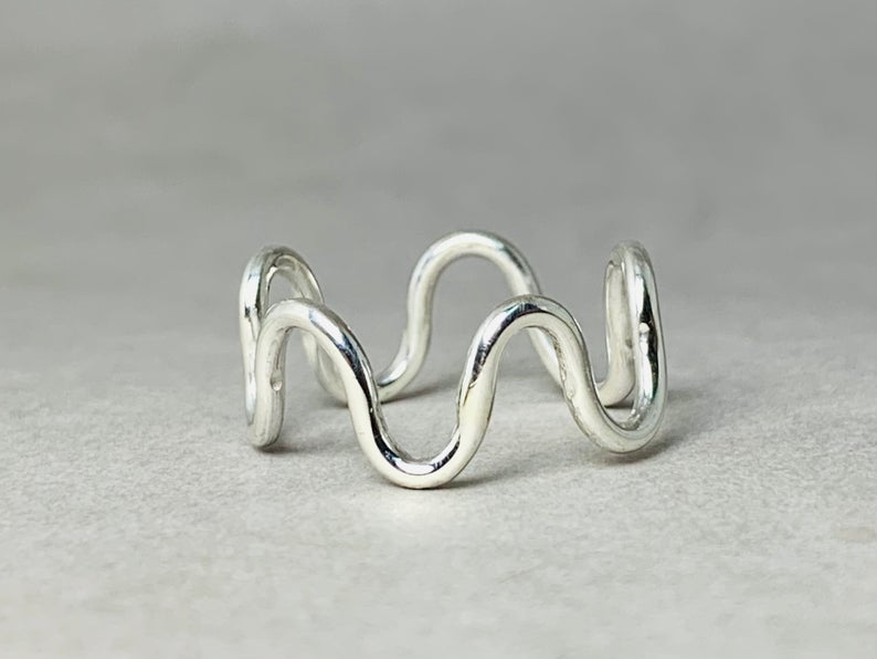 Zick-Zack Ring 925 Sterling Silber Handgemachter Ring Wellenring Stapelring Zarter Ring