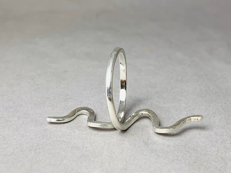 Silberschlange Ring 925 Sterling Silber Verstellbarer Ring Stapelring Zarter Schmuck Damenring