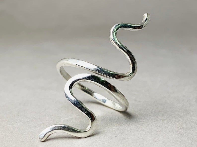 Silberschlange Ring 925 Sterling Silber Verstellbarer Ring Stapelring Zarter Schmuck Damenring