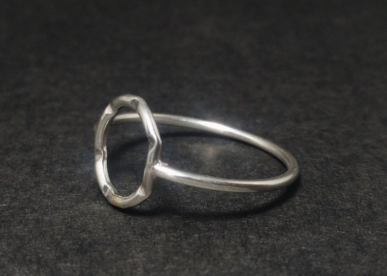 Offener Kreisring Karma-Ring 925 Sterling Silber Damenring Runder Ring Geschenk für Sie