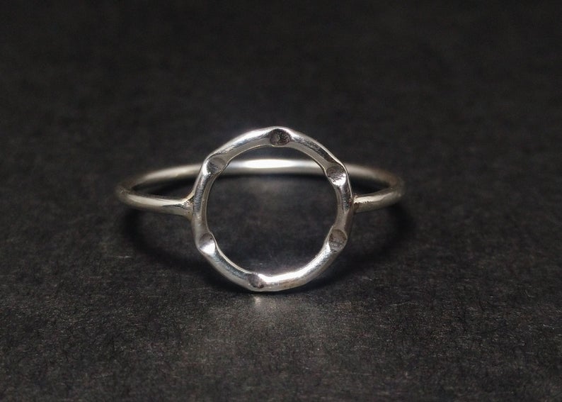 Offener Kreisring Karma-Ring 925 Sterling Silber Damenring Runder Ring Geschenk für Sie