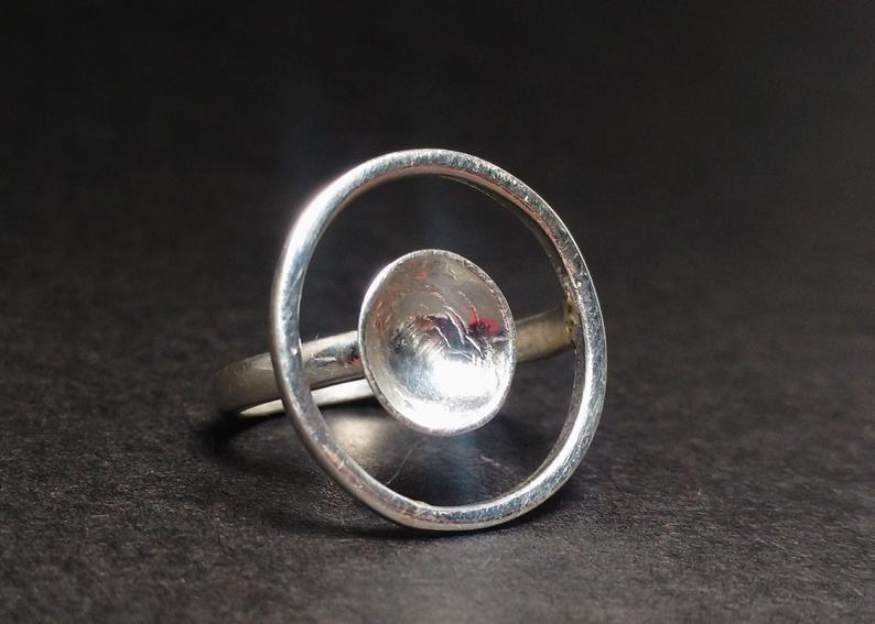Silberner Kreisring 925 Sterlingsilber Runder Scheibenring für Damen Einzigartiger Ring Geschenk für Sie