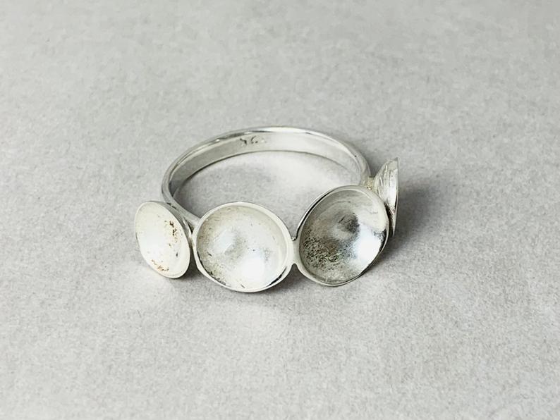 Gewölbter Ring 925 Sterling Silber Handgemachter Kreisring Einzigartiger Ring Geschenk Für Sie Statement-Ring