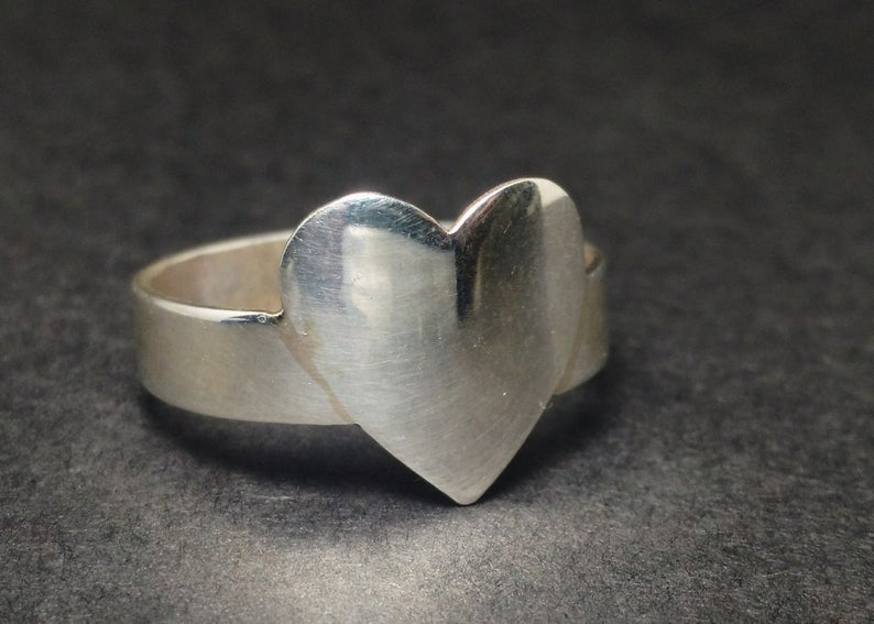 925 Sterling Silber Herzring Statement Ring Geschenk für Sie Handgefertigter Silberschmuck Damenring Geschenkring