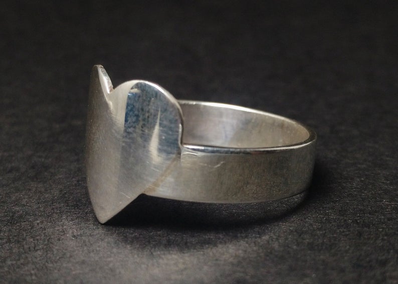 925 Sterling Silber Herzring Statement Ring Geschenk für Sie Handgefertigter Silberschmuck Damenring Geschenkring