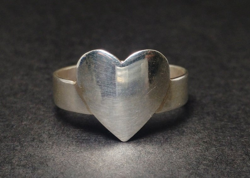 925 Sterling Silber Herzring Statement Ring Geschenk für Sie Handgefertigter Silberschmuck Damenring Geschenkring