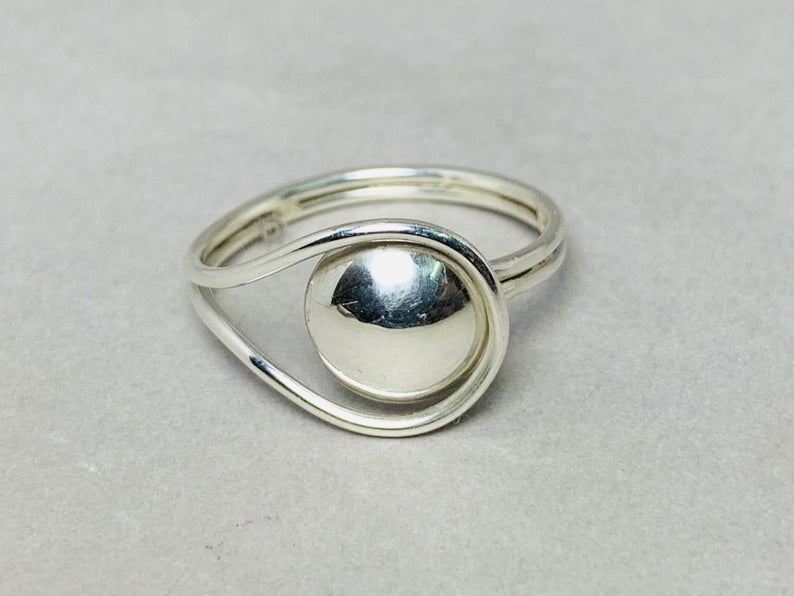 Silberkugelring 925 Sterling Silber Kugelring Verstellbarer Ring Stapelring Handgemachter Ring Geschenkring