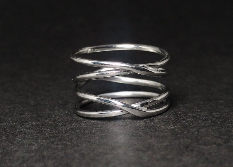 Spiral Schmuck Handgefertigter Spiralring 925 Sterling Silber Damenring Einzigartiger Statement-Ring Schmuck für sie