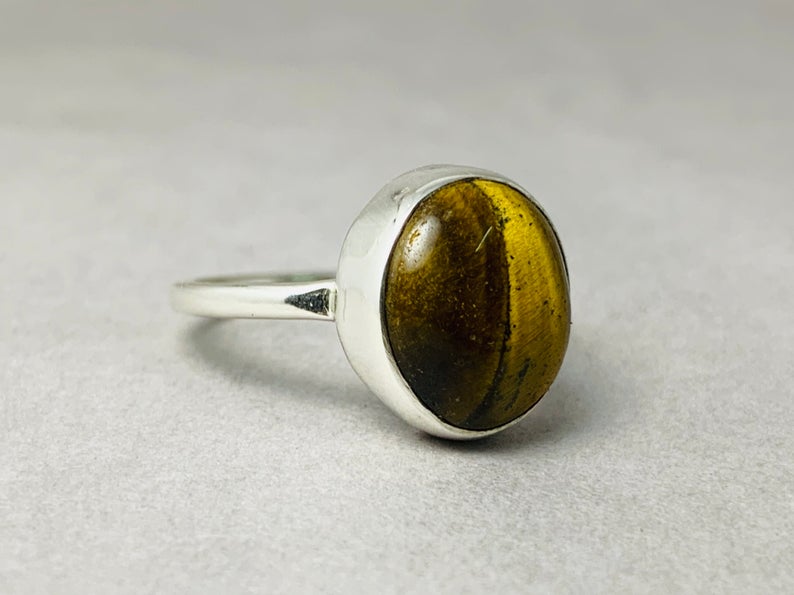 Tigerauge Ring 925 Sterlingsilber Mädchen Damen Ring Böhmischer Ring Gypsy Ring Tigerauge Schmuck