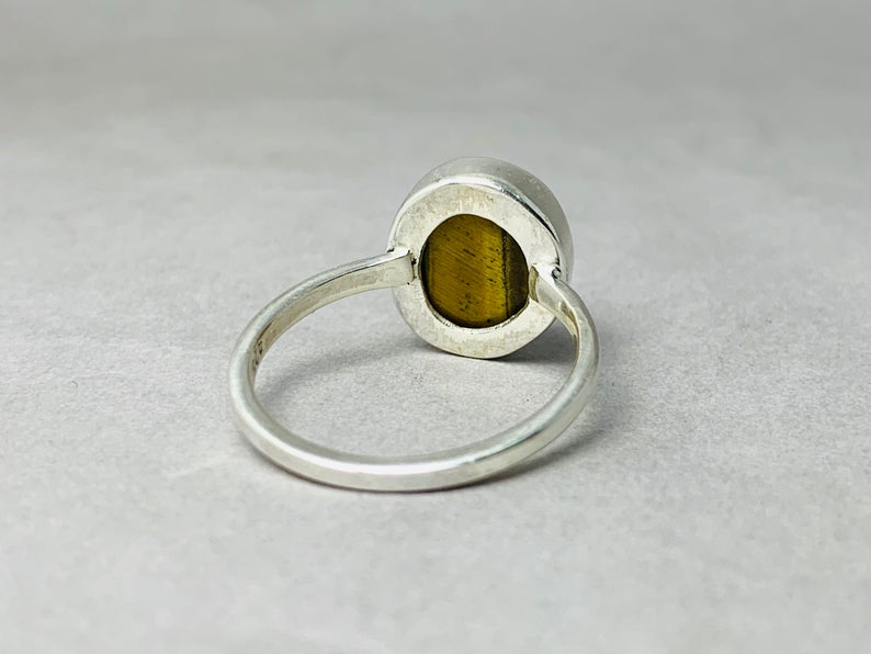 Tigerauge Ring 925 Sterlingsilber Mädchen Damen Ring Böhmischer Ring Gypsy Ring Tigerauge Schmuck
