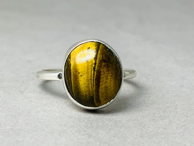 Tigerauge Ring 925 Sterlingsilber Mädchen Damen Ring Böhmischer Ring Gypsy Ring Tigerauge Schmuck