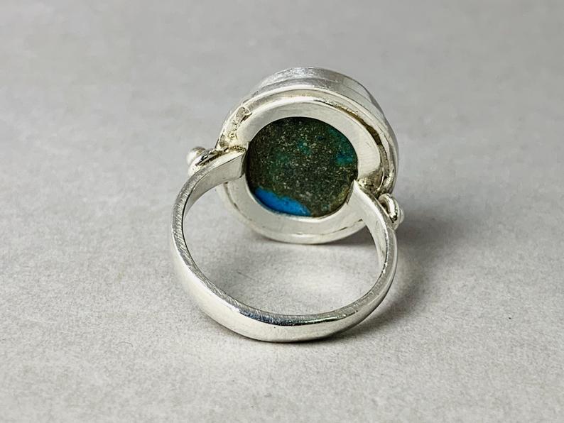 Ovaler Cabochon Ring Türkis Ring 925 Sterling Silber Designer Ring Blauer Edelstein Handgemachter Ring