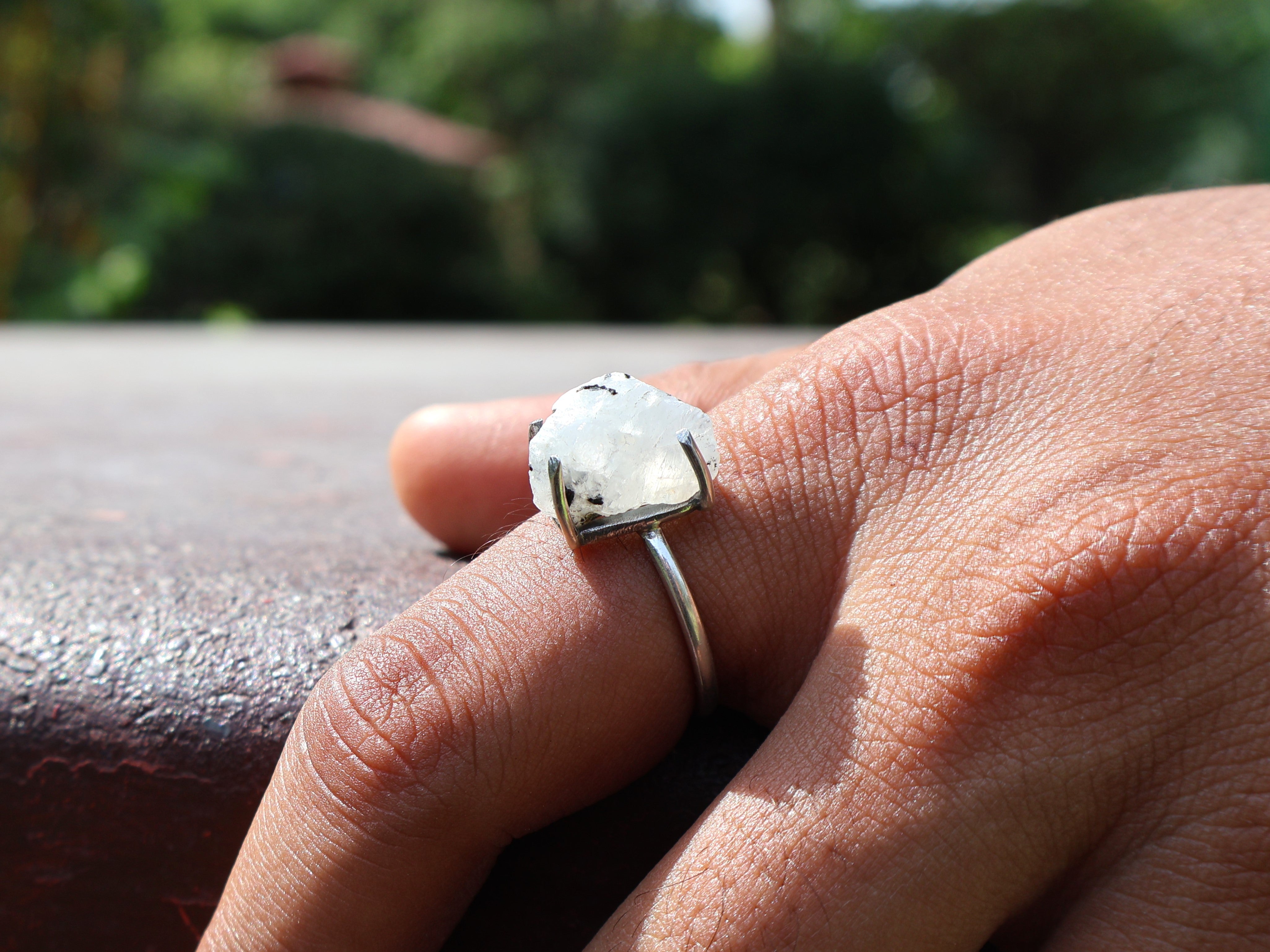 Roh Regenbogen Mondstein Ring 925 Sterling Silber Damen Ring Blauer Feuer Ring Geburtsstein Edelstein Ring Geschenk für Sie
