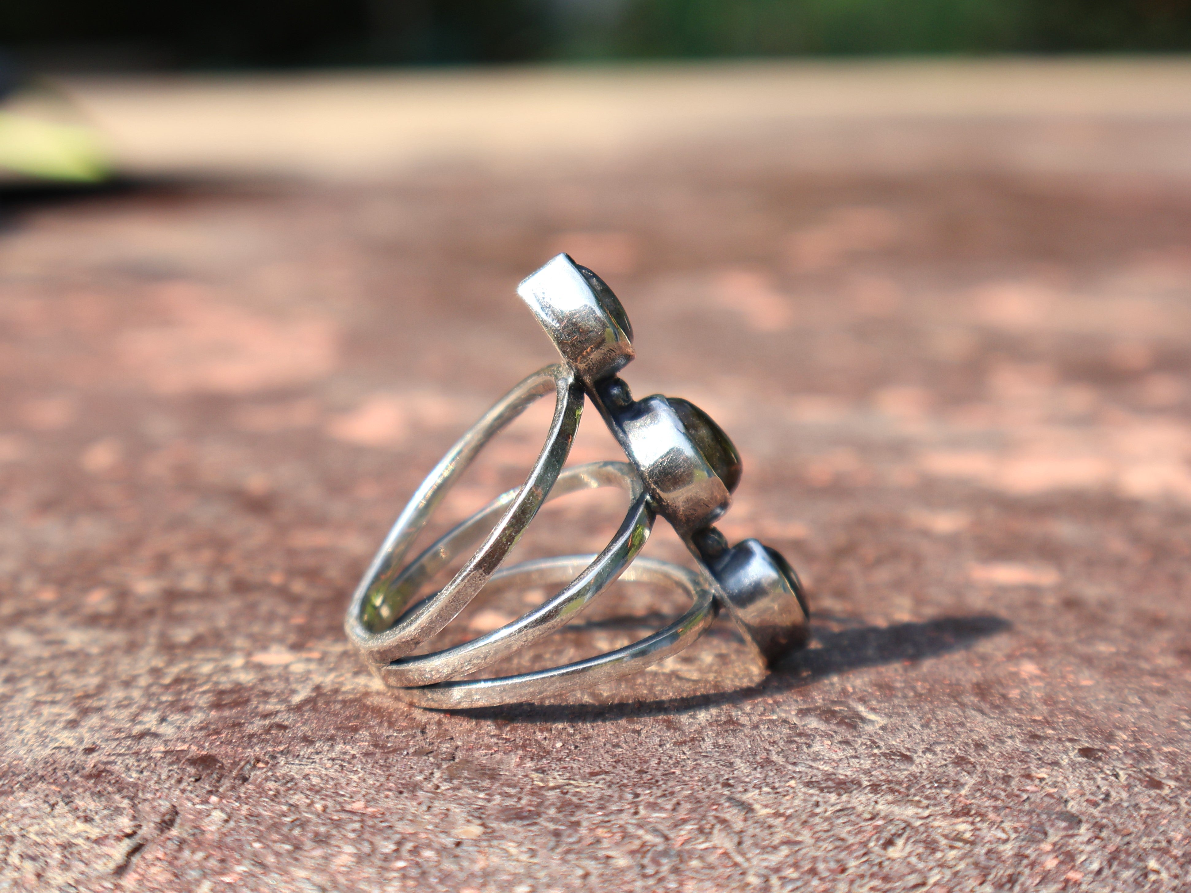Handgefertigter Ring Labradorit Ring 925 Sterling Silber Multi Edelstein Ring Dreifach Stein Ring Boho Zierlicher Ring Geschenk Für Sie