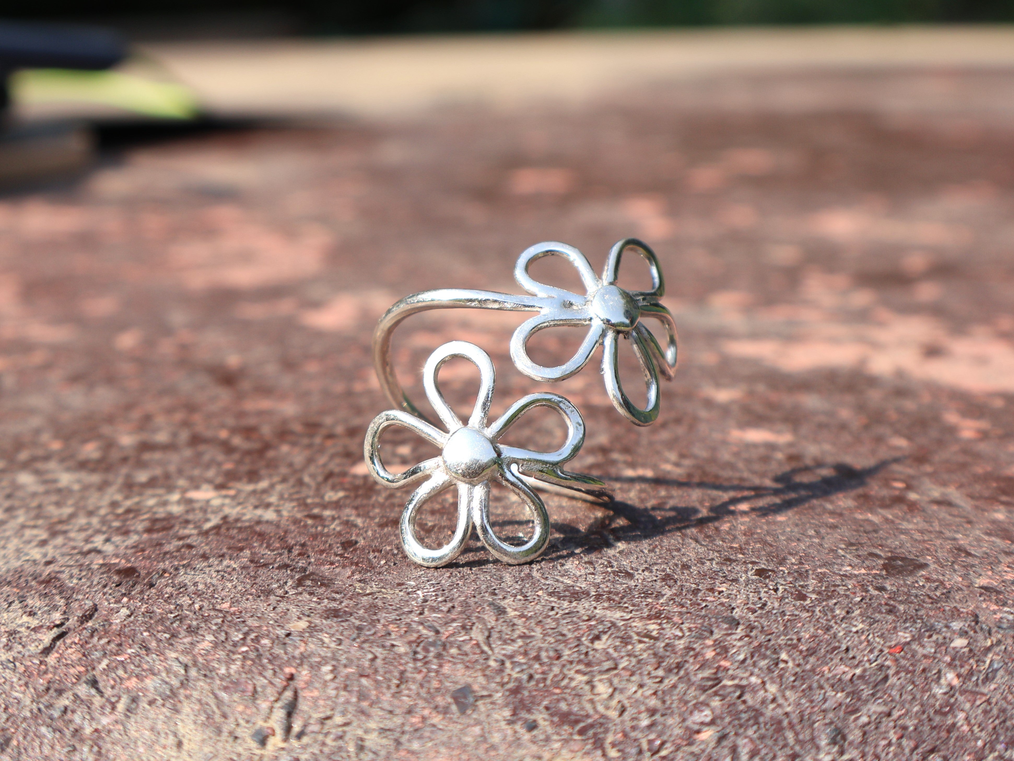 Silberner Blumenring 925 Sterling Silber Ring Handgefertigter Stapelring Geschenk für sie Böhmischer Schmuck Geschenk für sie