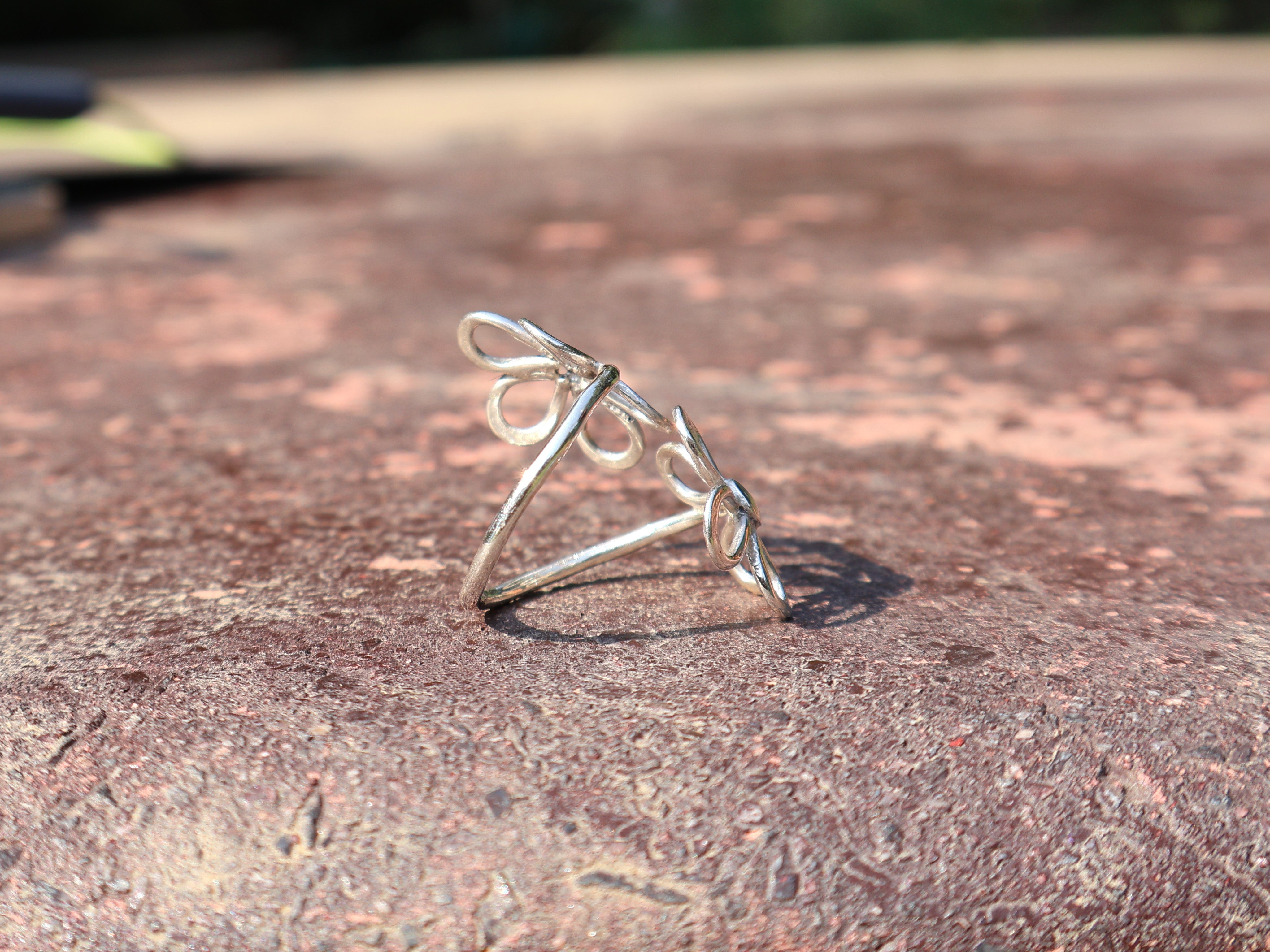 Silberner Blumenring 925 Sterling Silber Ring Handgefertigter Stapelring Geschenk für sie Böhmischer Schmuck Geschenk für sie