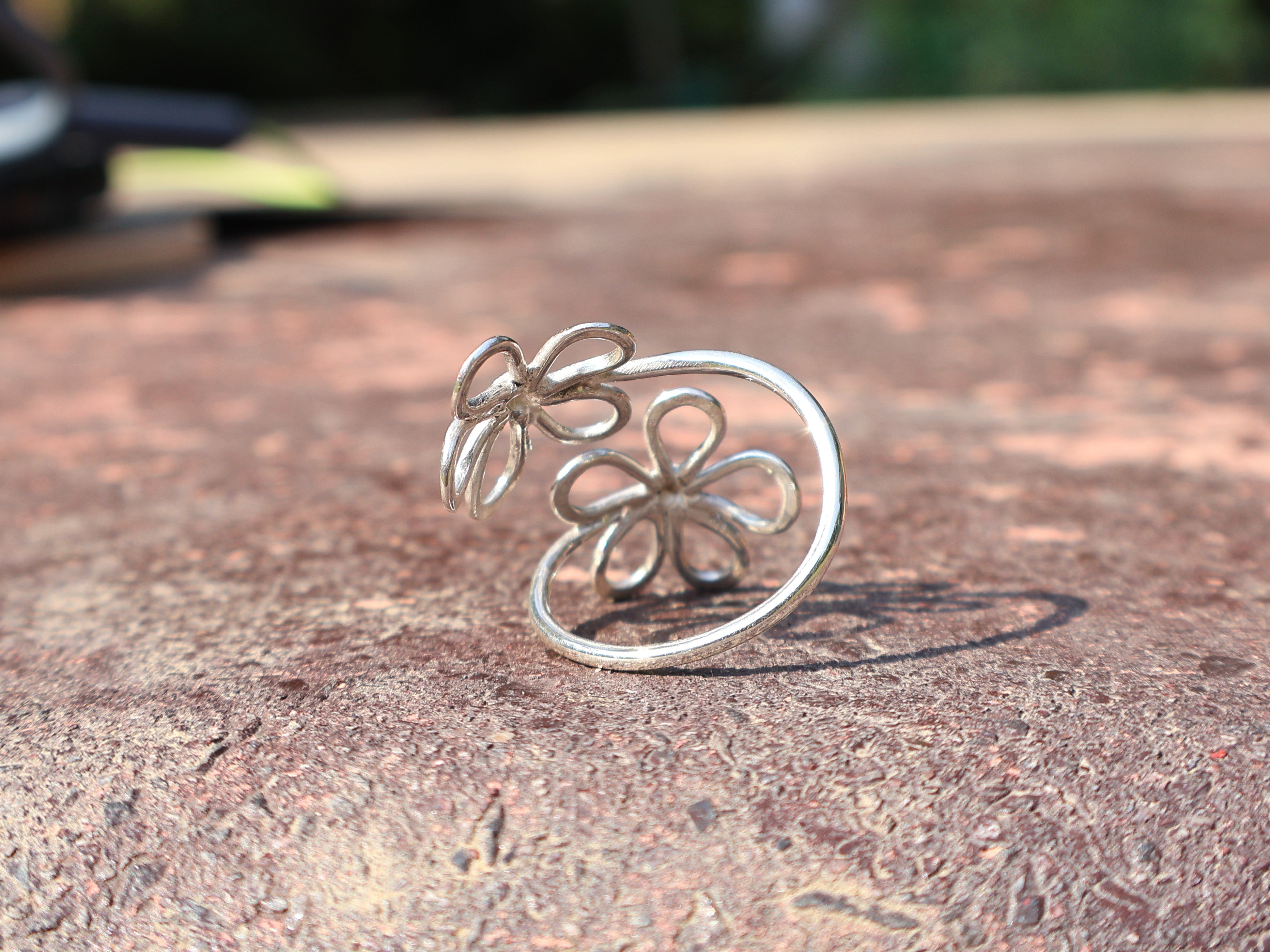Silberner Blumenring 925 Sterling Silber Ring Handgefertigter Stapelring Geschenk für sie Böhmischer Schmuck Geschenk für sie