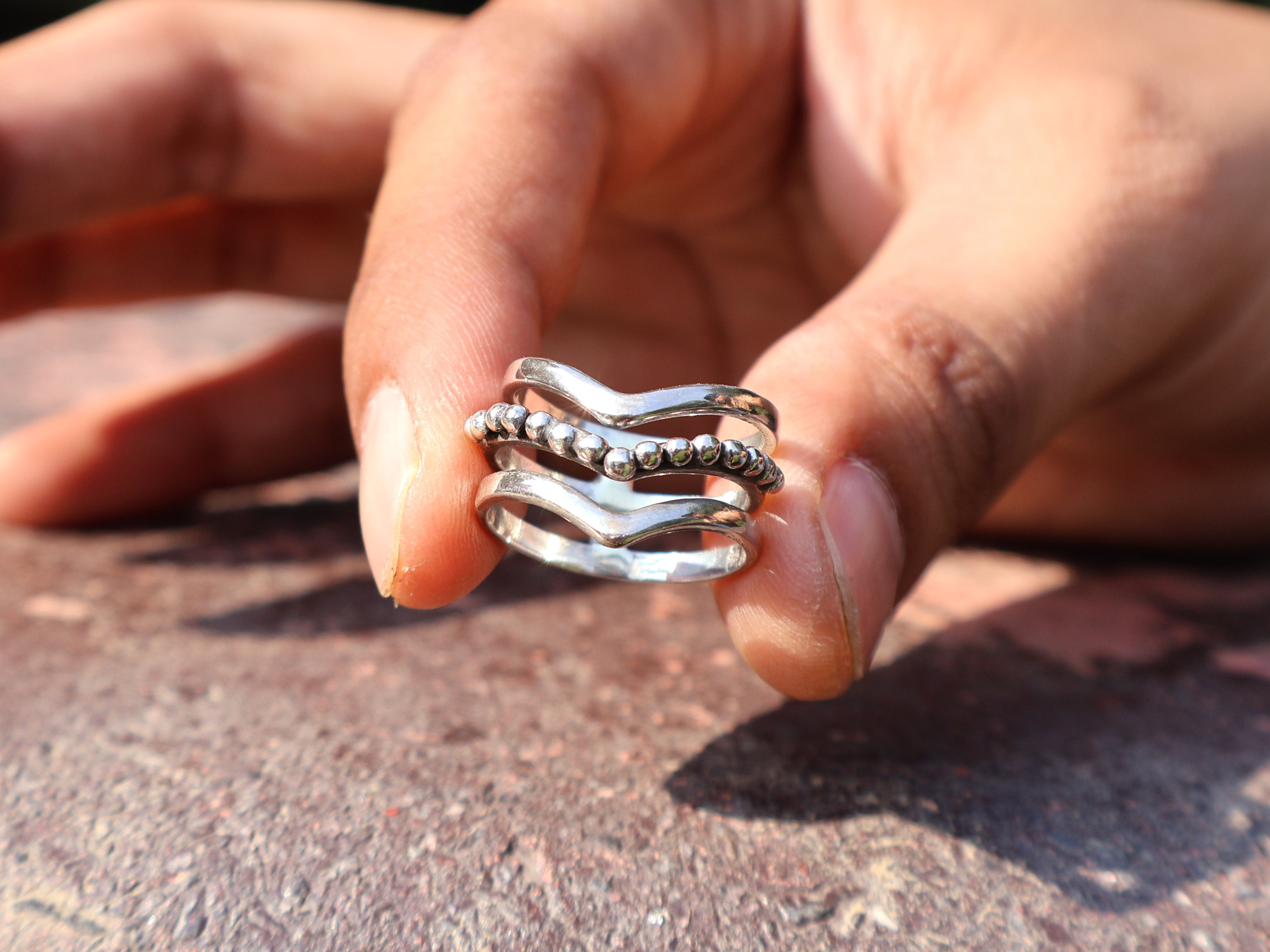 Dreifach-Bandring 925er Sterlingsilber Ring Handgemachter Bandring Einzigartiger Ring Geschenkring Für Sie