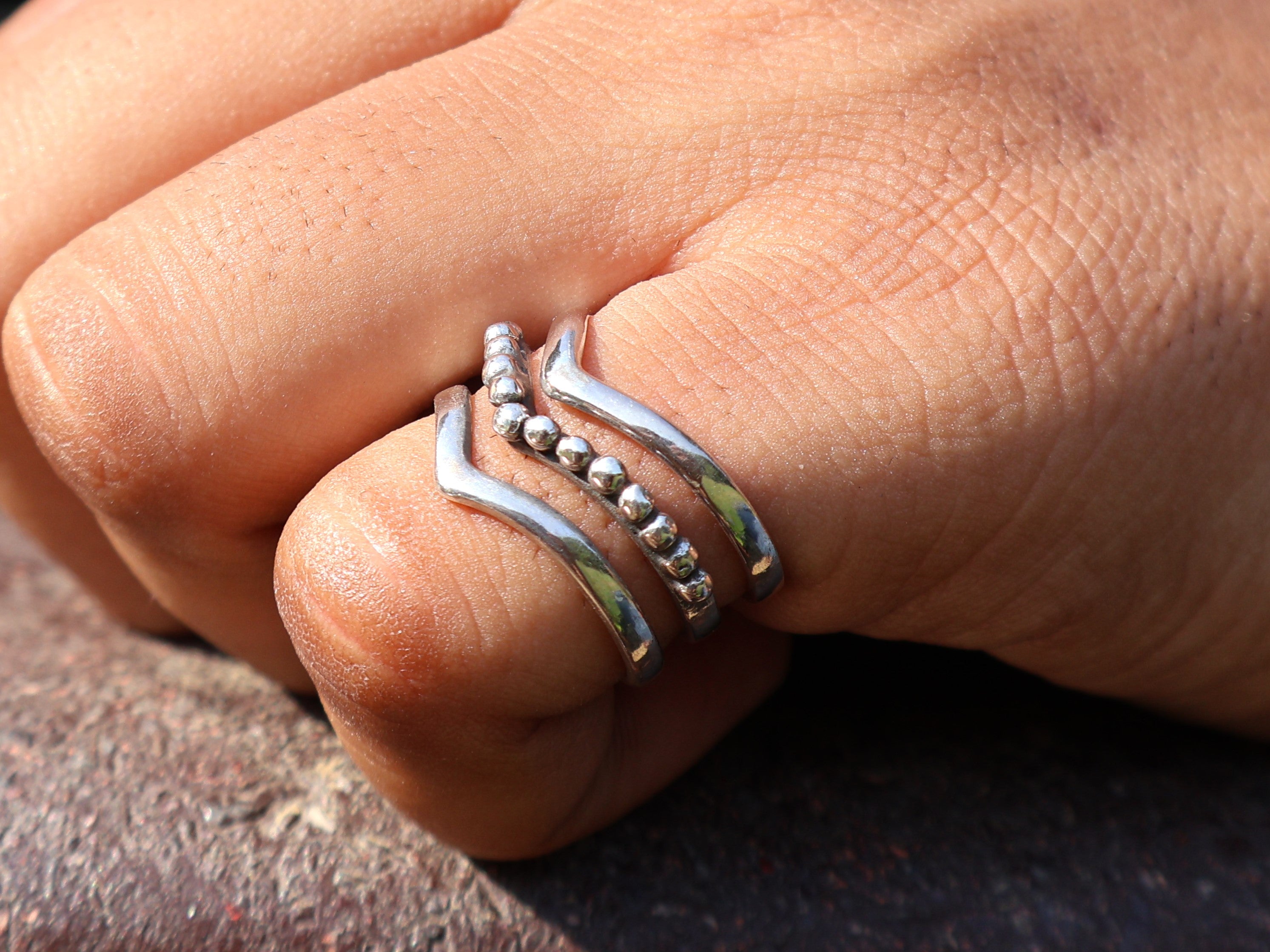 Dreifach-Bandring 925er Sterlingsilber Ring Handgemachter Bandring Einzigartiger Ring Geschenkring Für Sie