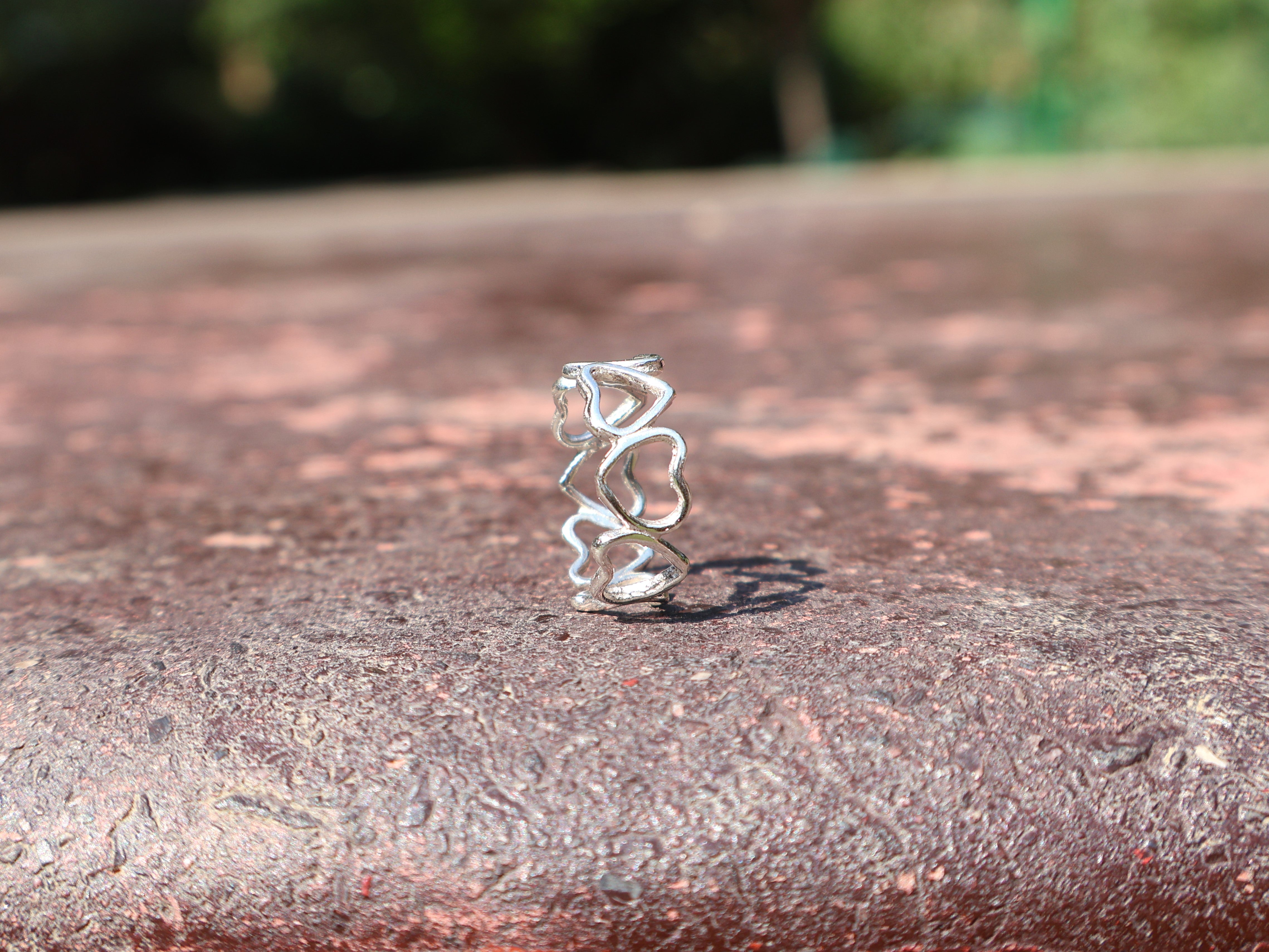 Open Heart Ring 925 massiver Sterlingsilber Ring Minimalistischer Herz-Liebes-Ring Handgemachter Boho Ring Geschenk Für Sie