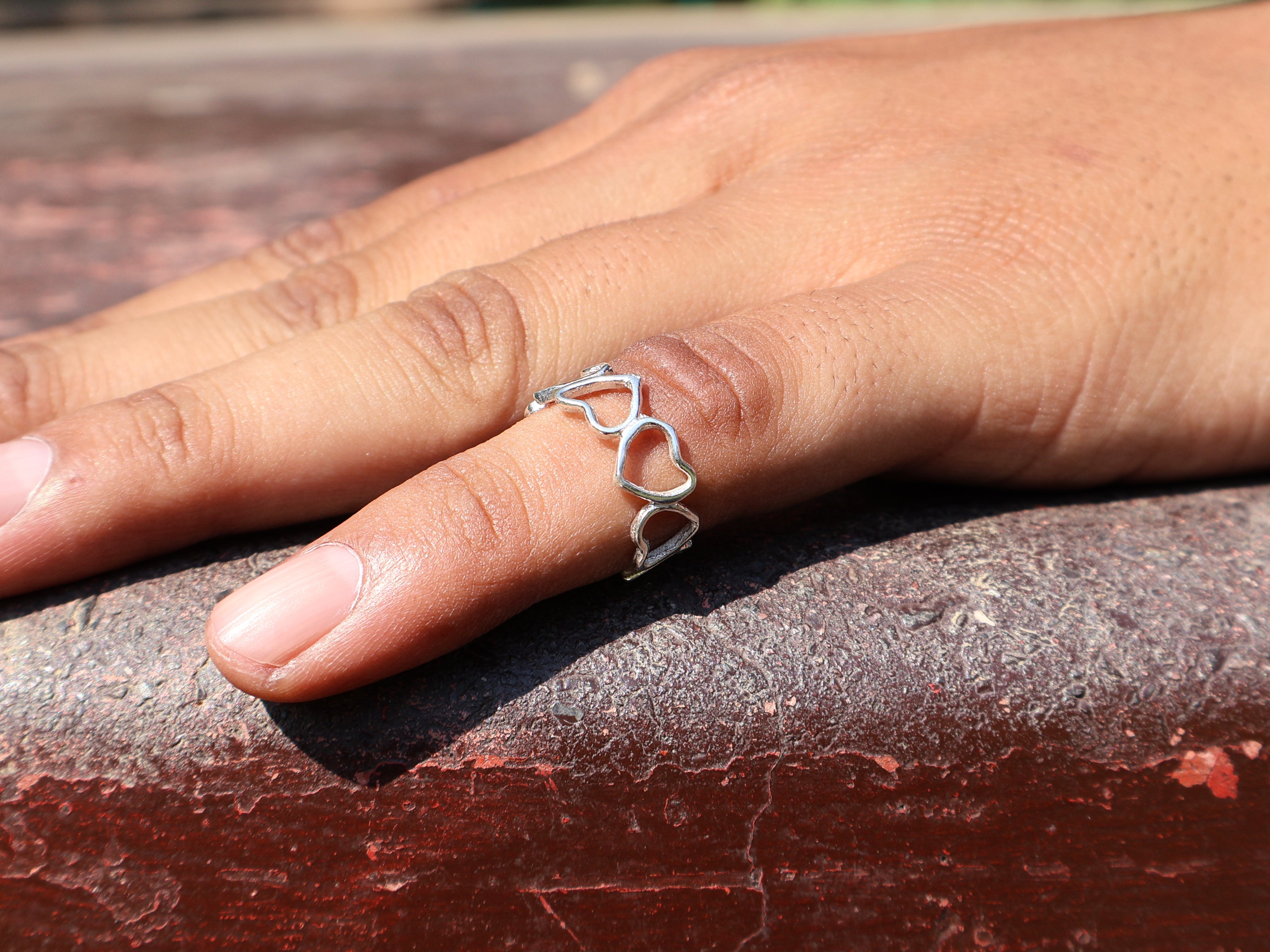 Open Heart Ring 925 massiver Sterlingsilber Ring Minimalistischer Herz-Liebes-Ring Handgemachter Boho Ring Geschenk Für Sie