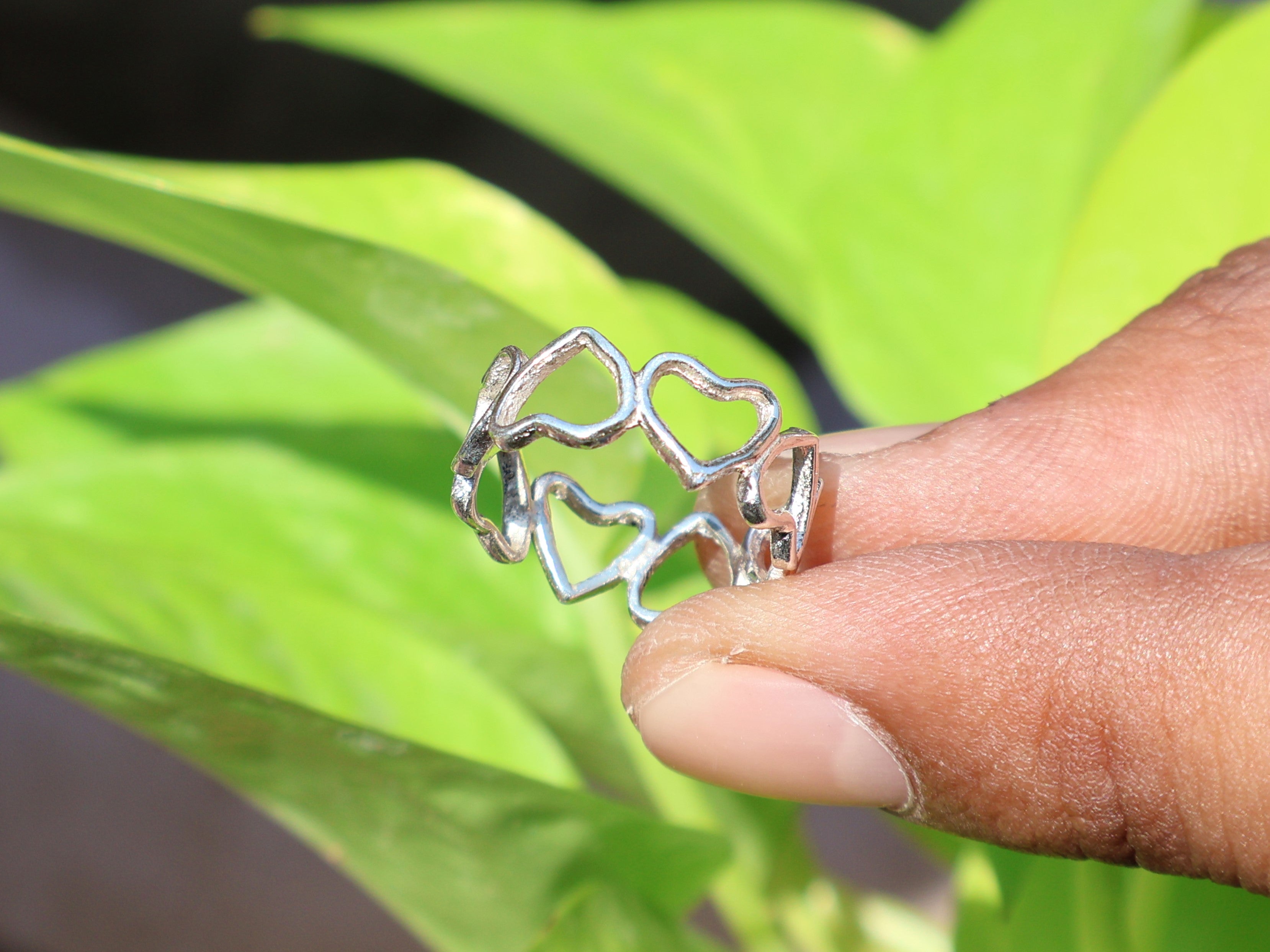 Open Heart Ring 925 massiver Sterlingsilber Ring Minimalistischer Herz-Liebes-Ring Handgemachter Boho Ring Geschenk Für Sie