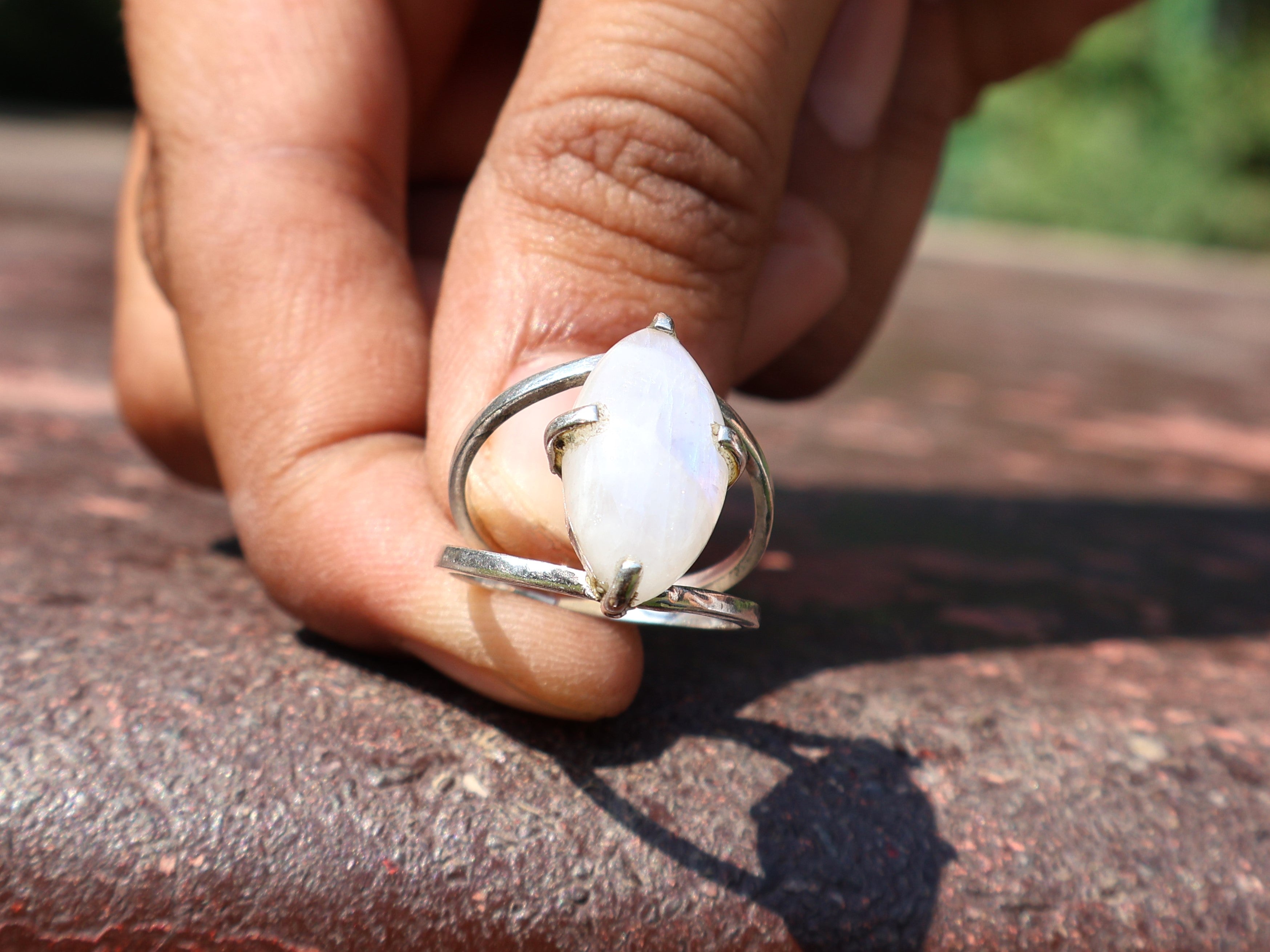 925 Sterling Silver Rainbow Moonstone Ring Women Ring Natural Moonstone Ring Blue Fire Ring Birthstone Gemstone Ring Jewelry