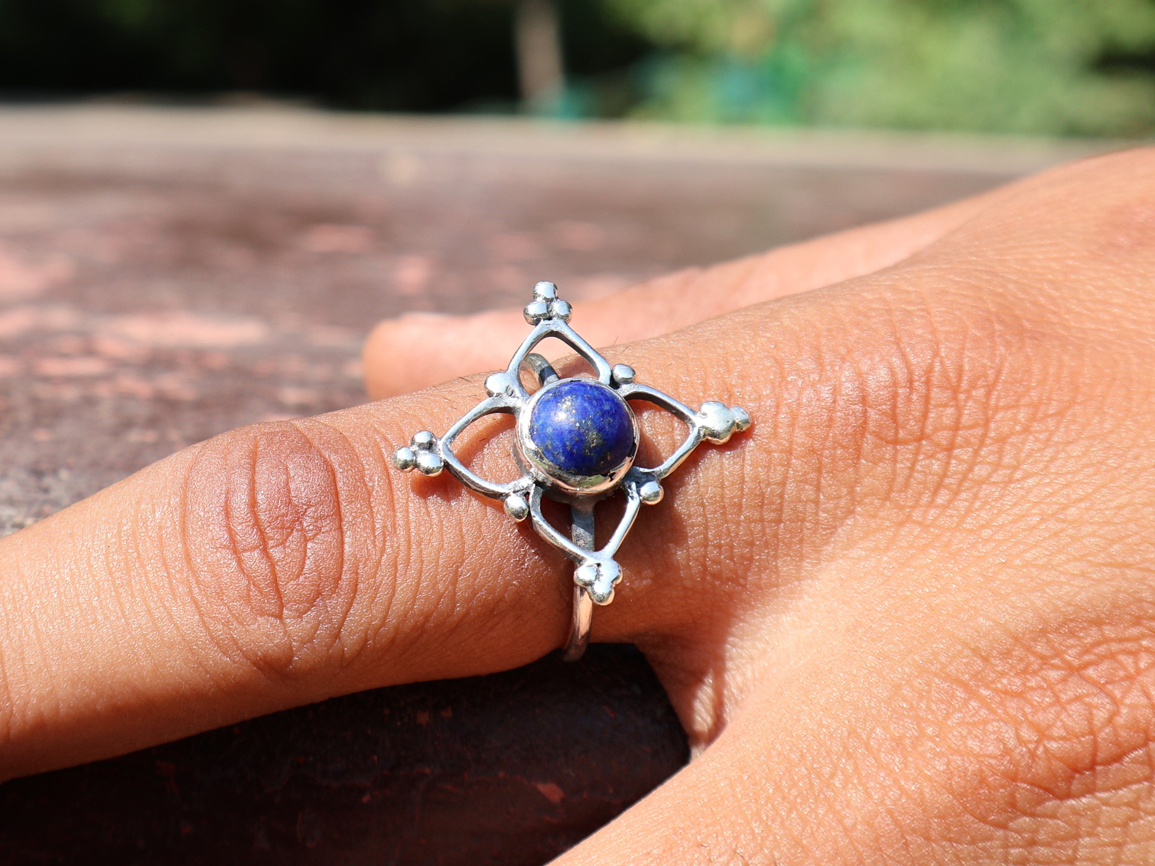 Natürlicher Lapislazuli Ring 925 Sterling Silber Ring Zierlicher Silber Lapislazuli Edelstein Geschenkring Für Frauen Verlobungsring