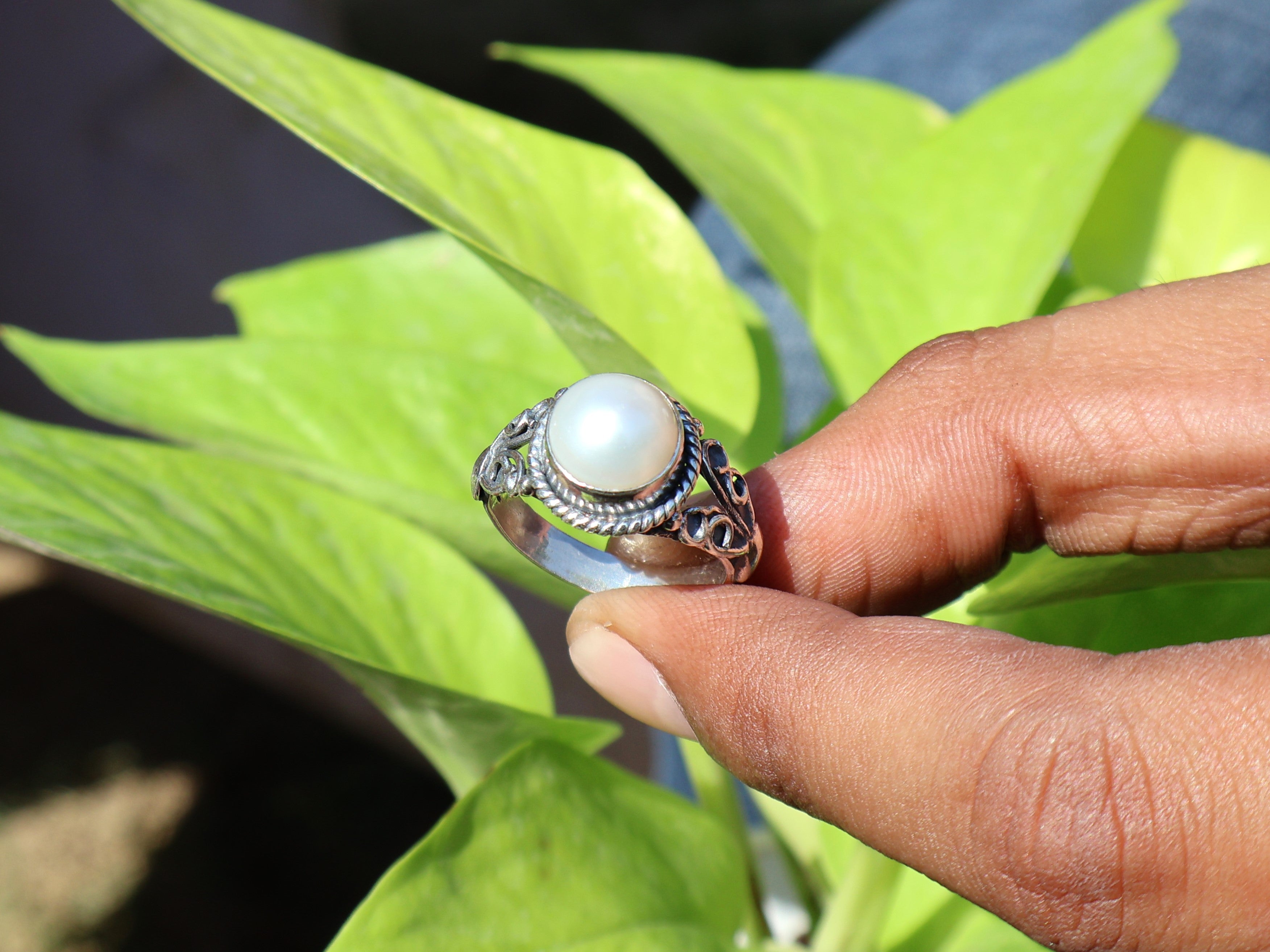Süßwasser Perlenring 925 Silber Statement Ring Handgemachter Ring Geschenk für Sie Boho Zierlicher Ring
