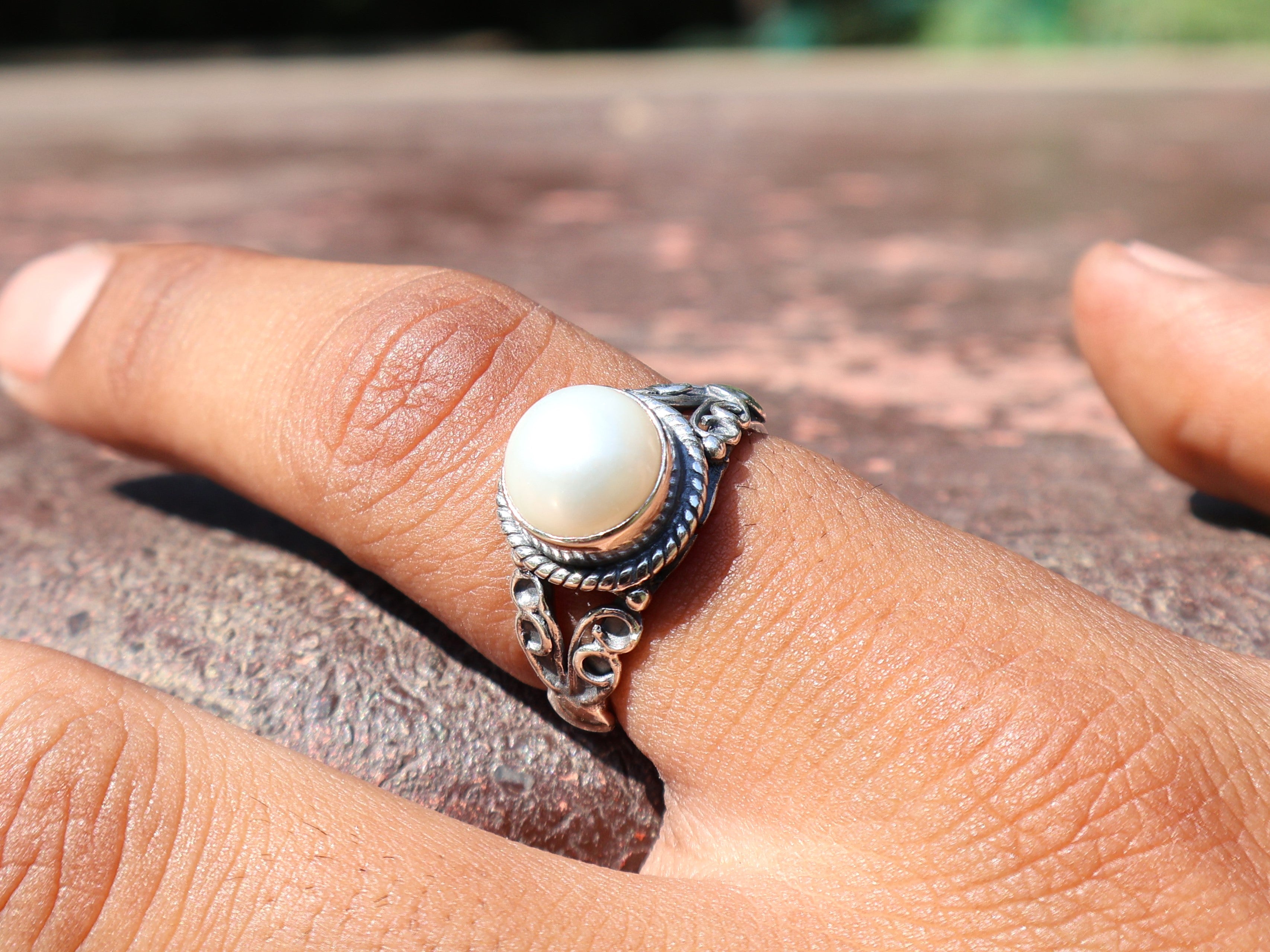 Süßwasser Perlenring 925 Silber Statement Ring Handgemachter Ring Geschenk für Sie Boho Zierlicher Ring