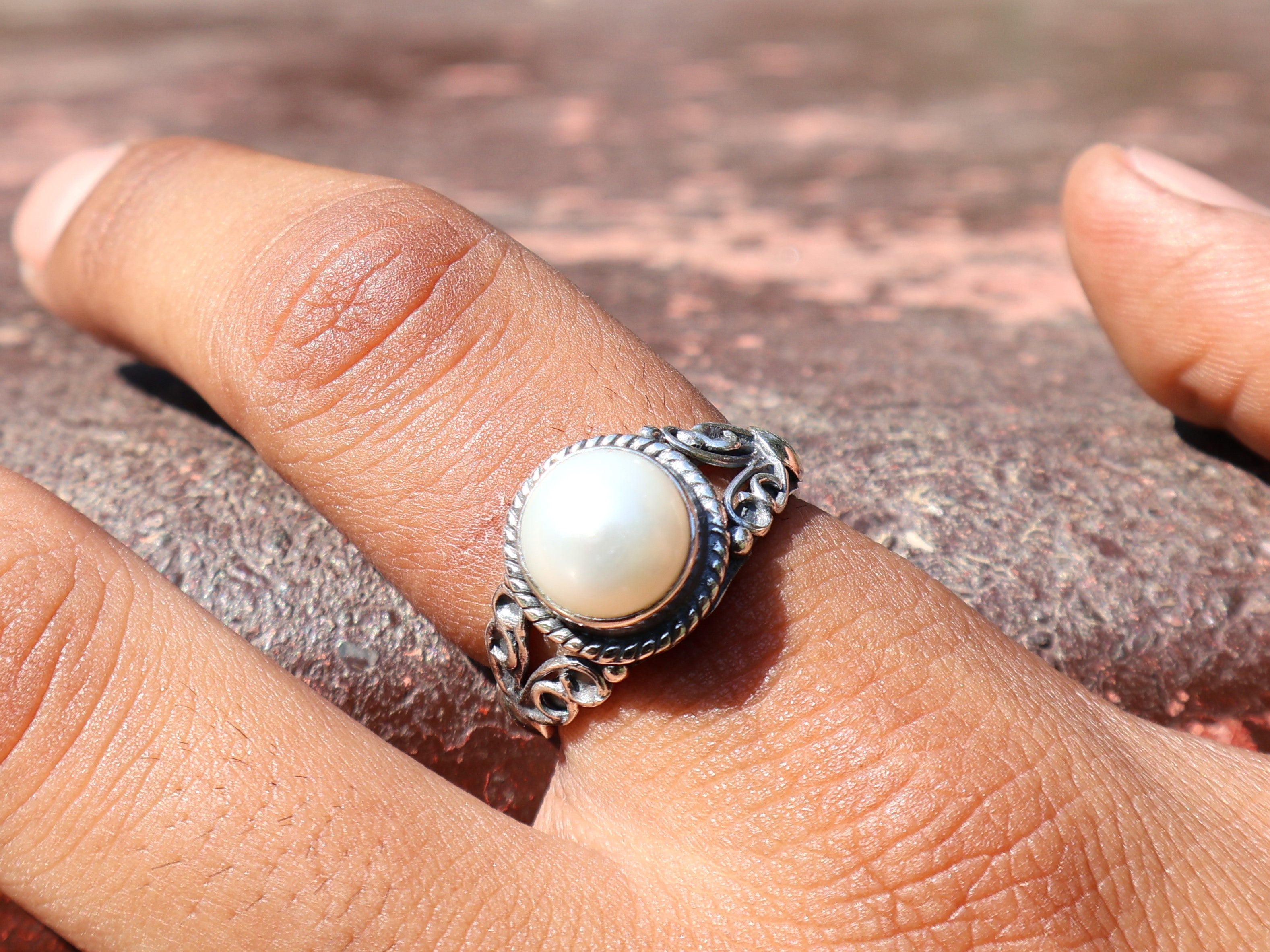 Süßwasser Perlenring 925 Silber Statement Ring Handgemachter Ring Geschenk für Sie Boho Zierlicher Ring