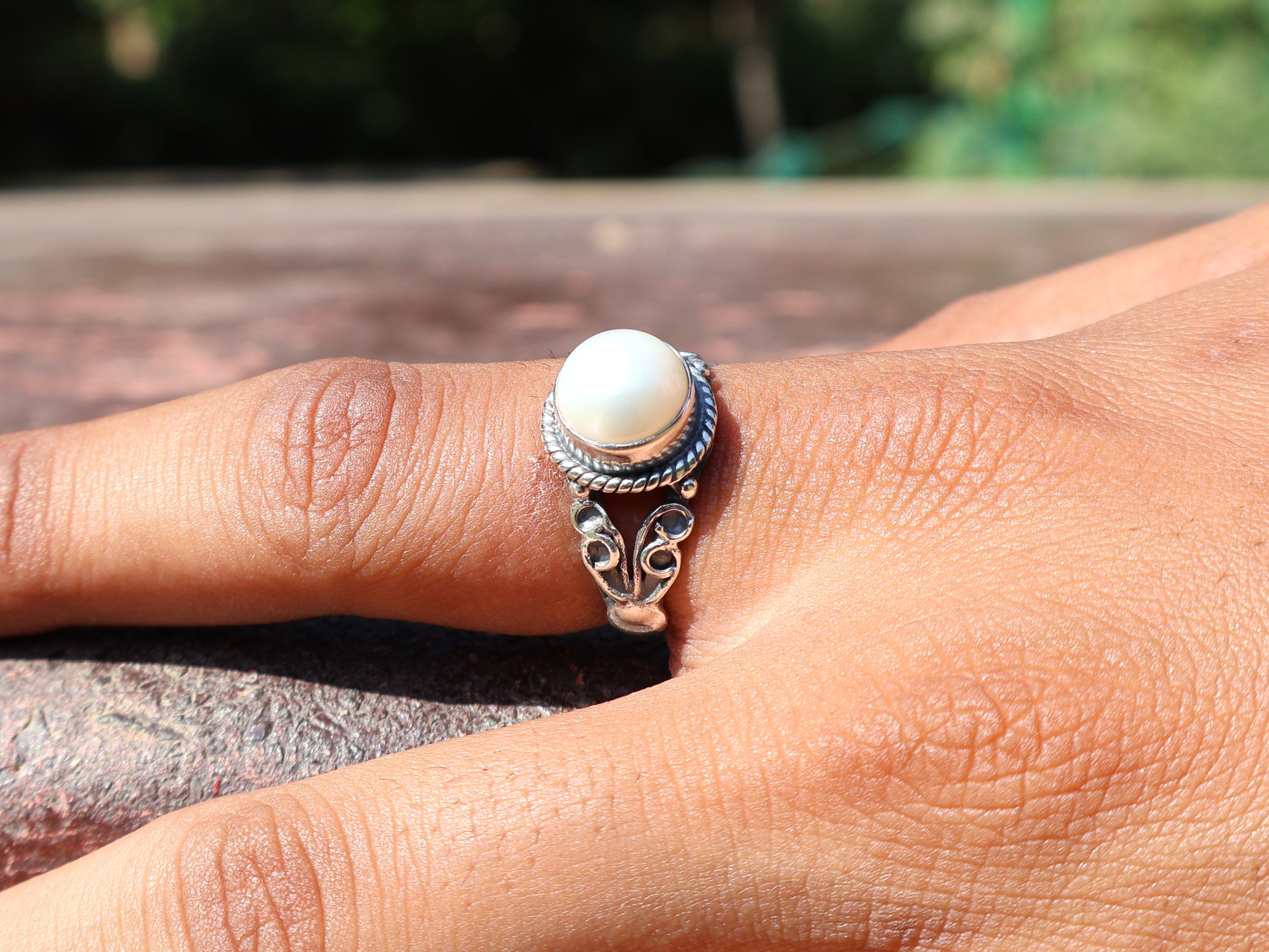 Süßwasser Perlenring 925 Silber Statement Ring Handgemachter Ring Geschenk für Sie Boho Zierlicher Ring