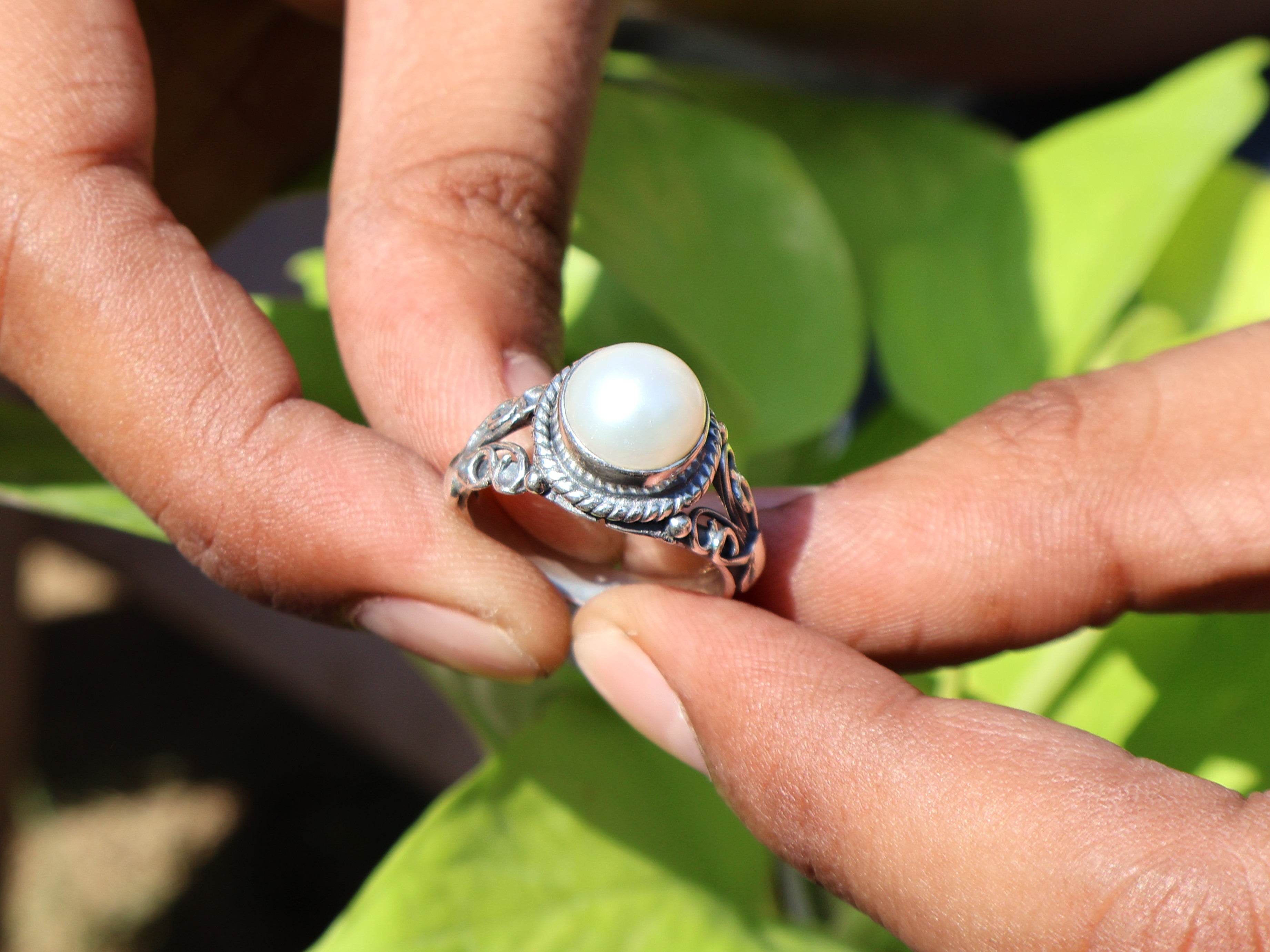 Süßwasser Perlenring 925 Silber Statement Ring Handgemachter Ring Geschenk für Sie Boho Zierlicher Ring