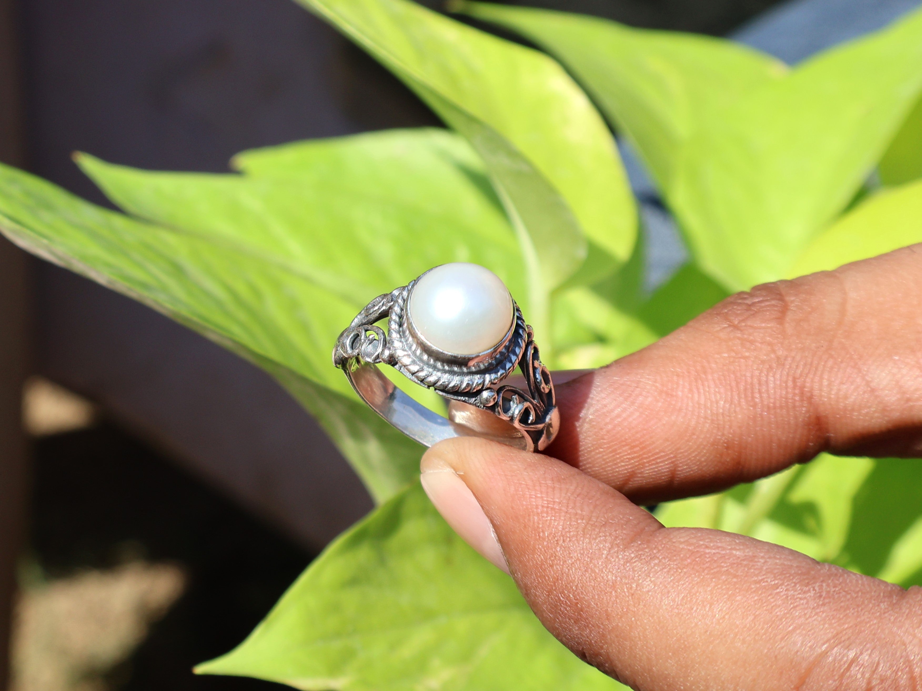 Süßwasser Perlenring 925 Silber Statement Ring Handgemachter Ring Geschenk für Sie Boho Zierlicher Ring