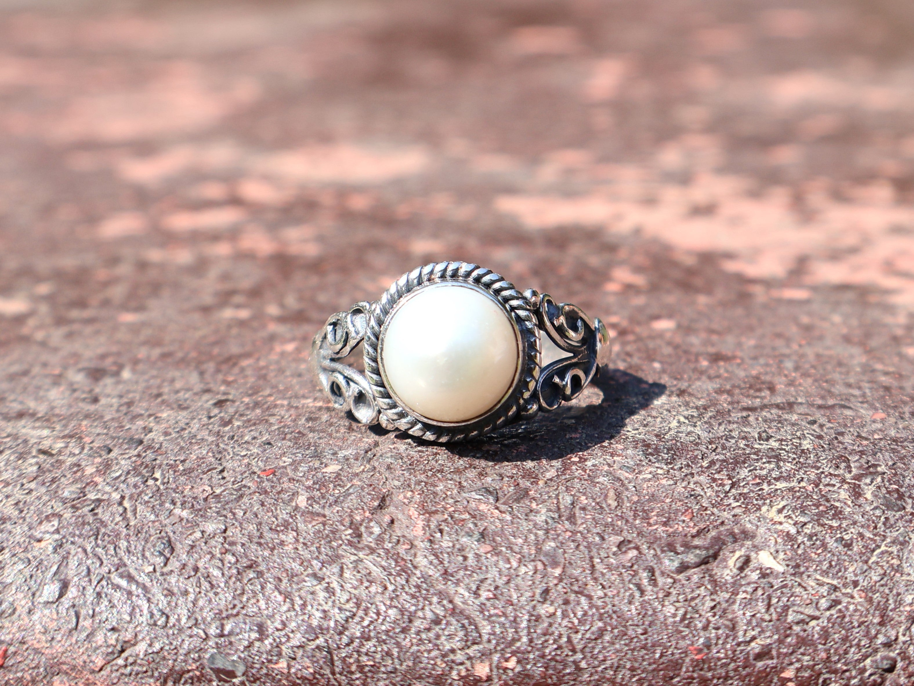 Süßwasser Perlenring 925 Silber Statement Ring Handgemachter Ring Geschenk für Sie Boho Zierlicher Ring
