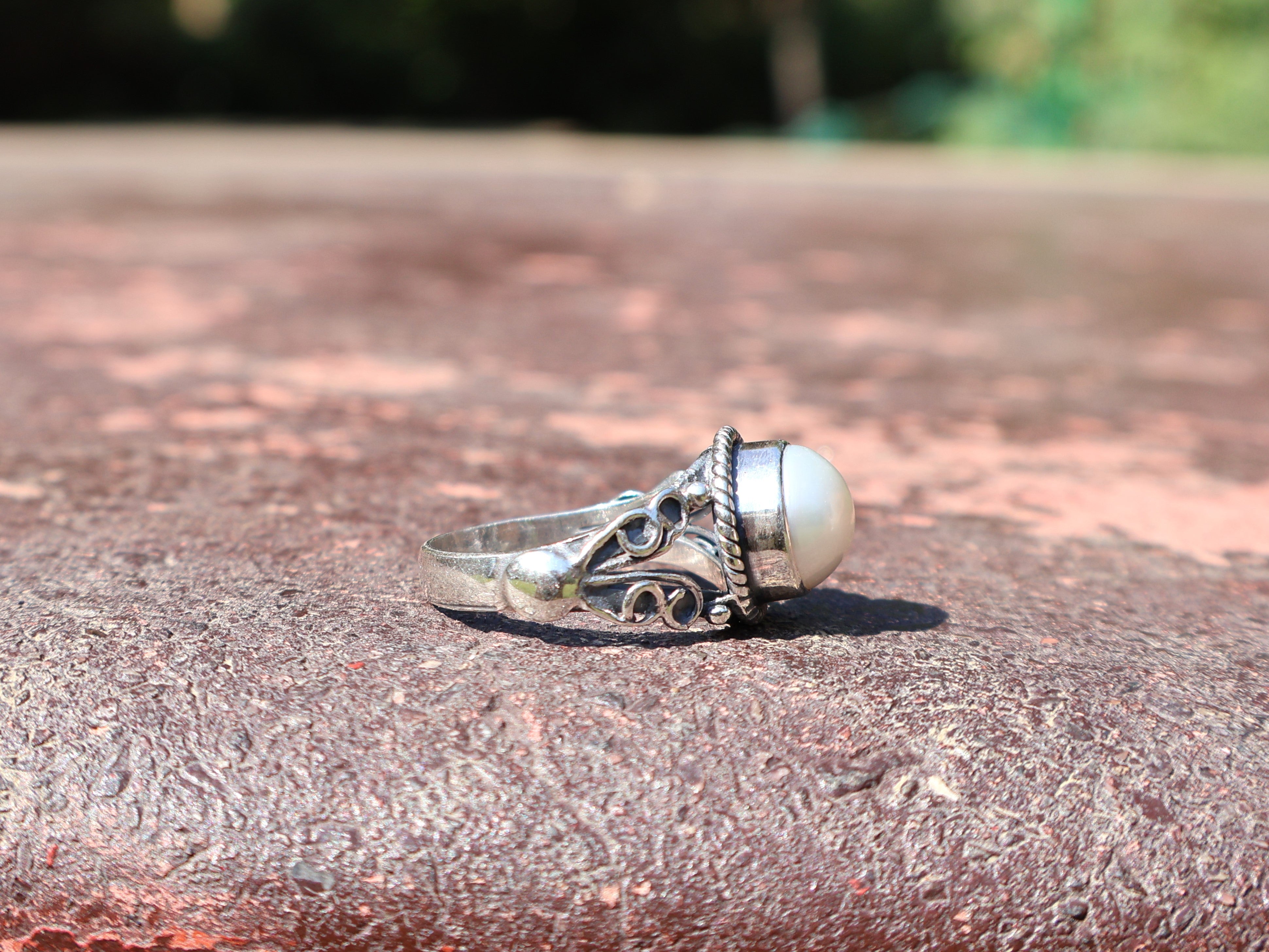 Süßwasser Perlenring 925 Silber Statement Ring Handgemachter Ring Geschenk für Sie Boho Zierlicher Ring